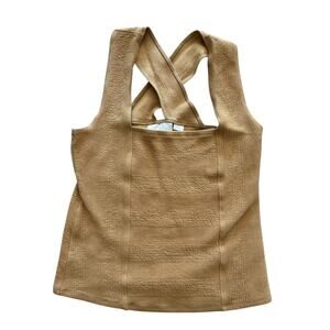 ANTHROPOLOGIE MAEVE CROSSBACK SWEATER TANK TOP SIZE SMALL YELLOW COTTON BLEND